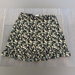 SO Good For Life Floral Mini Skirt Black Purple Green Yellow Medium